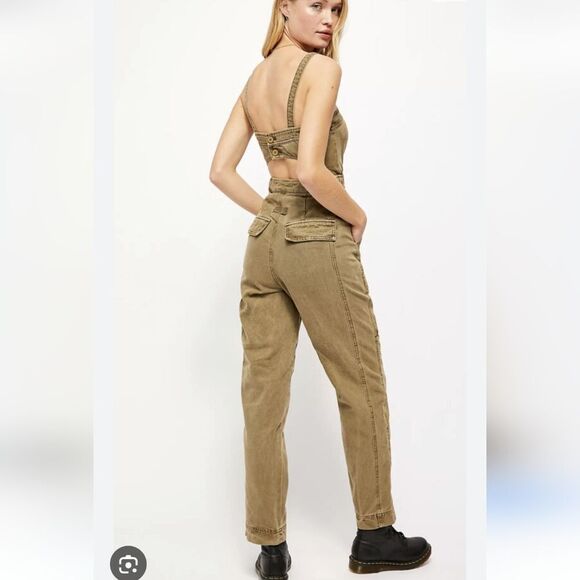 FREE PEOPLE go West Denim Jumpsuit - Picture 4 of 8